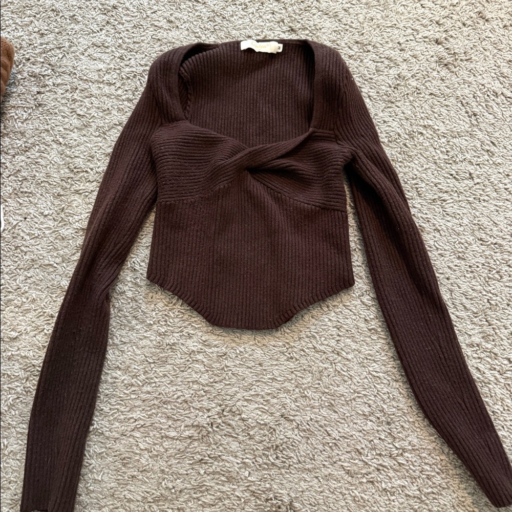 brown cropped sweater